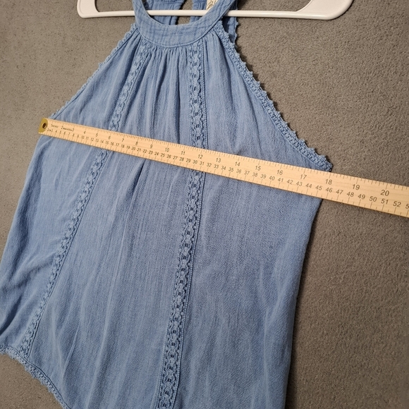 Blanco by Nature Ella Embroidered Halter Top Blue 100% Cotton Size Small - Picture 5 of 12
